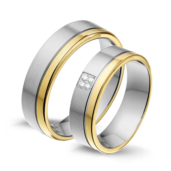 Vruchtbaar knecht Uitrusting Stg 470 – Alliance zilver/gouden trouwringen - Alliance Ringen